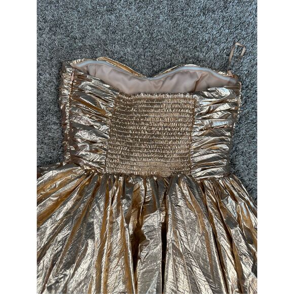 NWT ANIYE BY Malu Mini Dress Strapless Metallic Gold Womens M Circle Skirt Party - Picture 10 of 16